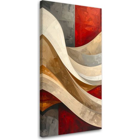 Stampe su Tela, Astrattismo linee texture beige rosso, 40x80 (1/5)