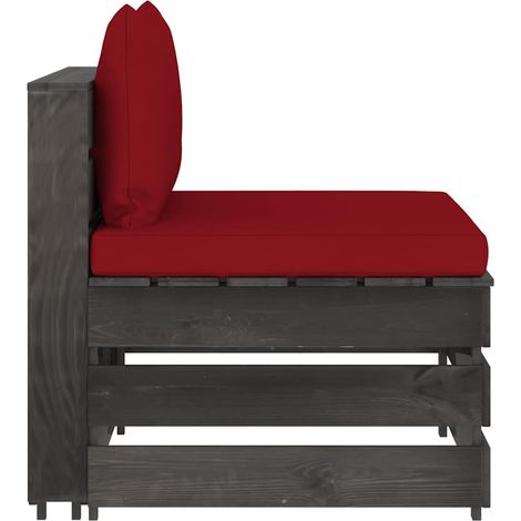 Canapé central sectionnel, Canapé de relaxation Meuble de Salon, avec coussins Bois imprégné de gris OIB5884E (1/5)