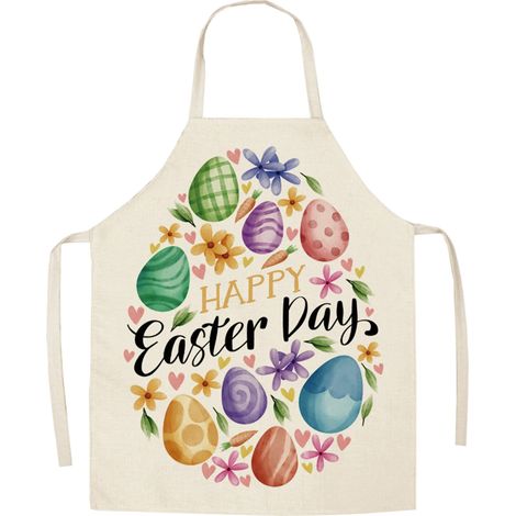 Tablier De Cuisine - Polyester Imprimé Thème Pâques - Pour Adulte - Usage Multifonctionnel En Intérieur Et En Extérieur - 65 x 75 cm - 1 Pièce (1/5)