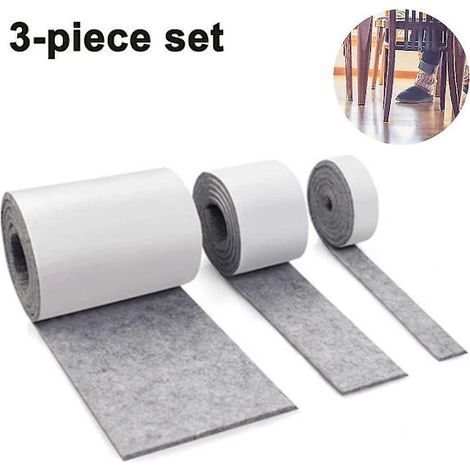 Lot de 3 rouleaux de patins de protection antidérapants en feutre autocollant pour meubles, découpables à la forme de votre choix. (1/5)