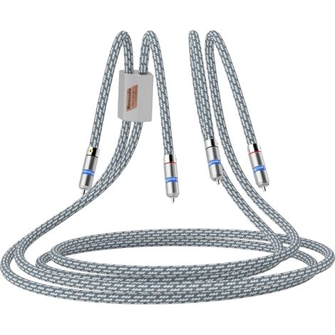 Câble RCA - 1,5 m - Fiche RCA plaquée rhodium 4N OFC en cuivre sans oxyde - Double blindage - Câble audio stéréo pour lecteur CD, amplificateur, platine, haut-parleur (1/5)