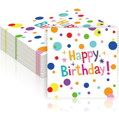 Lot de 40 serviettes d'anniversaire - 33 x 33 cm - Décoration de table d'anniversaire - Serviettes colorées à pois - Serviettes en papier - Décoration de fête d'anniversaire - Accessoires de fête (1/5)