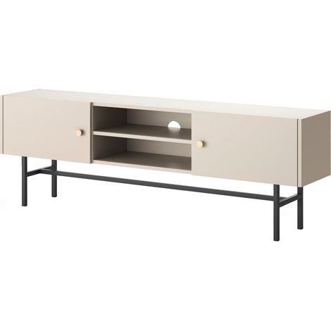 Selsey Divenos - TV-Lowboard Greige mit schwarzen Metallbeinen, 155 cm (1/5)