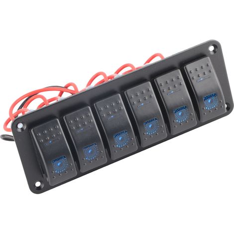 Interrupteur 6 positions avec voyants LED bleus, panneau de commande étanche, protection circuit, pour voiture, camping-car, bus, bateau, quad, câblage 12V. (1/5)