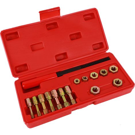 Kit de pour Réparation de Filetage, Outils de Taraudage et Extracteur de Vis Cassées, pour Atelier Mécanique Automobile et Bricolage, 15 pièces (1/5)