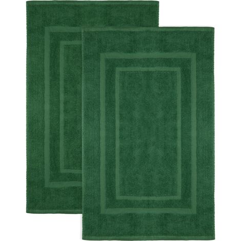 Lot de 2 Tapis de Bain en 100% Coton, 50 x 80 cm, Vert foncé (1/5)