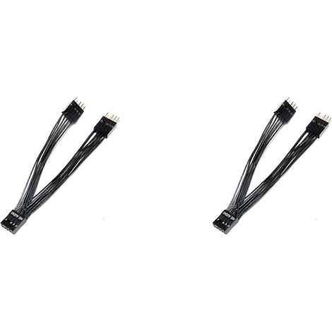 2x Motherboard-Audio-HD-Verlängerungskabel, 9-polig, 1 Buchse auf 2 Stecker, Y-Splitterkabel, schwarz, 10 cm (1/5)