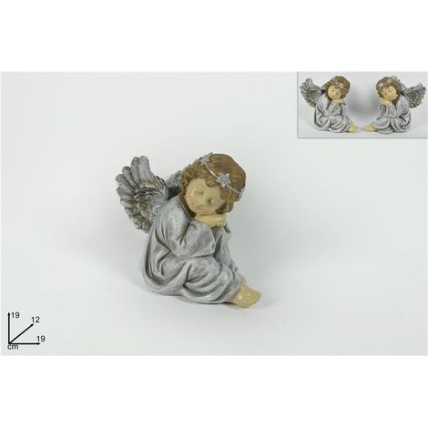 Decorazione Casa Angelo Seduto con Corona di Stelle 19 cm (1/2)