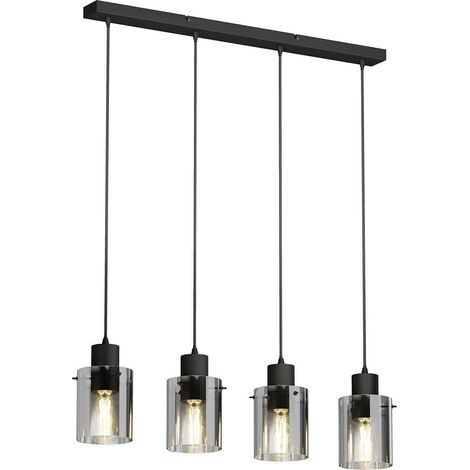[GEBRAUCHT] B-Ware Lindby Kourtney Hängeleuchte Hängeleuchte Glasschirm 4 Fl. E27 Schwarz Rauchg305 (1/2)