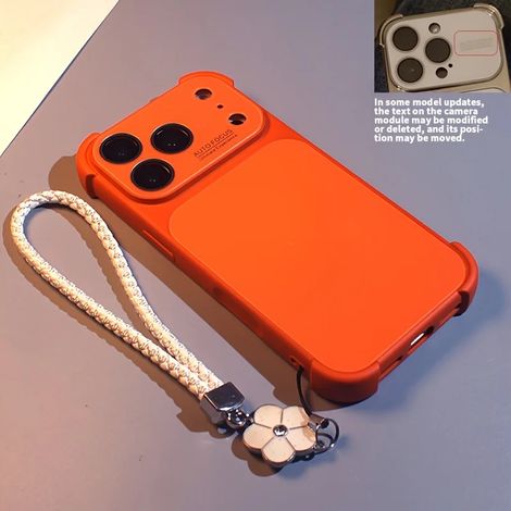 (iPhone Air orange) Coque de téléphone avec cadre électroplaqué aux quatre coins, protection de l'objectif, antichoc.