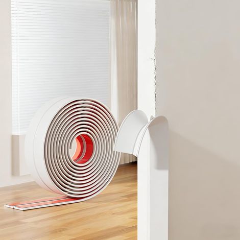 Moulures de protection des bords autocollantes, blanches, flexibles, multifonctionnelles, 6,1 m x 2 cm, plinthe souple pour portes, fenêtres, murs, cuisine, carrelage, utilisée pour la protection des (1/5)