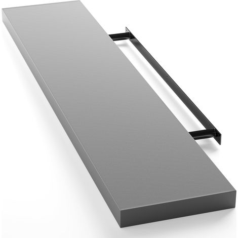 Casaria – Étagère murale flottante MDF 110 cm – Charge 15 kg – Support de fixation inclus – Design moderne pour rangement livre – Gris