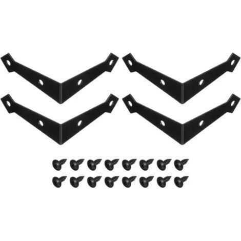 Lot de 4 connecteurs d'angle décoratifs – 7,4 x 7,4 x 2,1 cm – protections d'angle métalliques avec vis pour meubles en bois – noir (1/5)