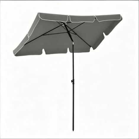 Parasol Inclinable Rectangulaire 200x120cm Protection UV Hauteur 2m45 Toile Polyester Parasol Pliable pour Extérieur Inclus Housse de Protection Gris (1/5)