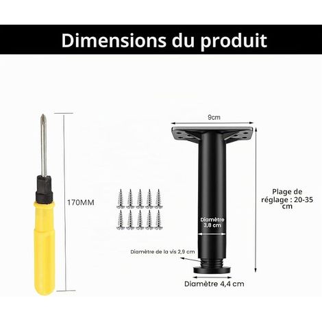 Adjustable Bed Legs, 20-35 cm Bathroom Furniture, for Table, Chair, Cabinets, Sofa, Black (1/2)