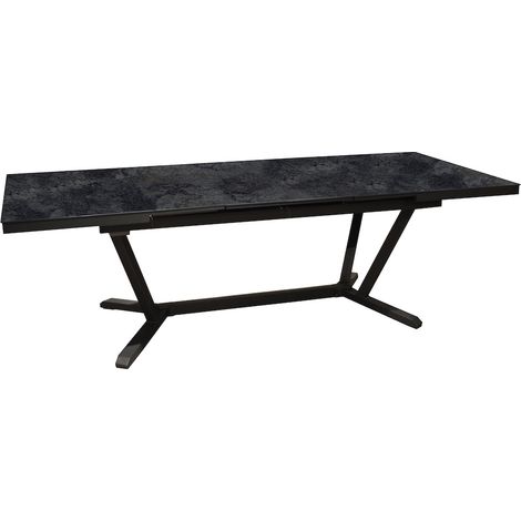 PROLOISIRS Table extensible - VITA - Aluminium époxy graphite - Plateau céramique Kedra Magma 6 mm - 180/240 x 100 cm