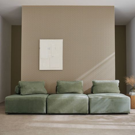 sweeek - 3er-Set Sessel für modulares Sofa Cordbezug, Cord, Grün