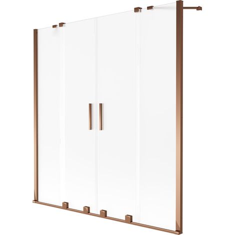 Mexen Velar Duo paratia per vasca da bagno a 2 ante scorrevoli 140 x 150 cm, smerigliato, oro rosa - 896-140-000-32-60 (1/2)
