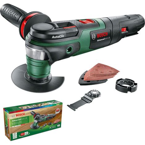 [NEUWERTIG] Bosch Akku Multifunktionswerkzeug AdvancedMulti 18 (ohne Akku, 18 Volt System, für Starlock Zubehör, 6tlg. Schleifpapierset, 5 Zubehörteile)