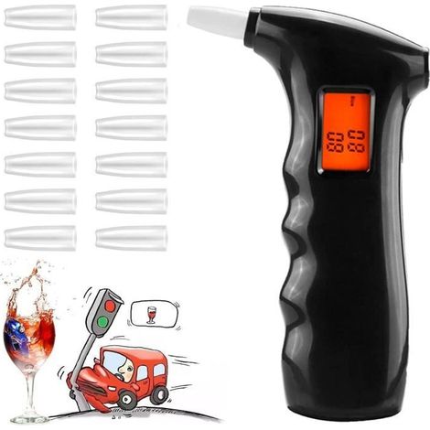 Haute Qualité Éthylotest Alcootest Éthylomètre Testeur Analyseur Alcool Digital Écran LCD 3 Unités avec + 5 Embouts (1/4)