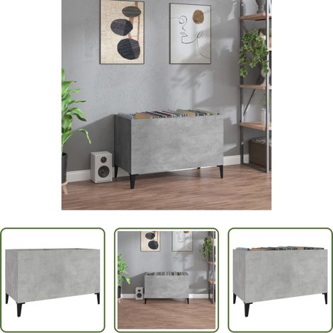 Armoire disques -  Armoire à disques gris béton 74,5x38x48 cm bois d'ingénierie (1/5)