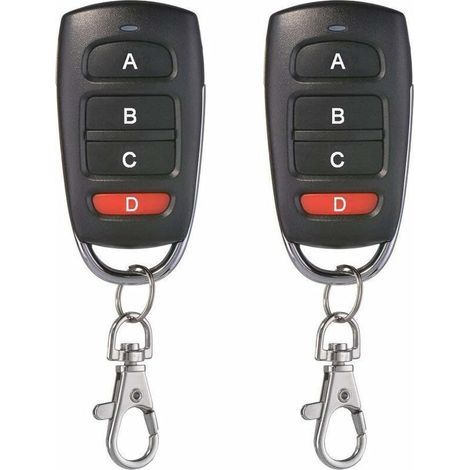 Lot de 2 télécommandes clonage 433 MHz – 4 boutons – Compatible avec portes de garage et systèmes d'alarme – Installation rapide (1/4)