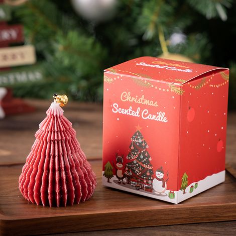 Bougie Parfumée Sapin de Noël 1 Pièce Décoration Festive, Set Cadeau avec Emballage, Bougie Originale pour Cadeaux de Noël, Décor Maison & Fête