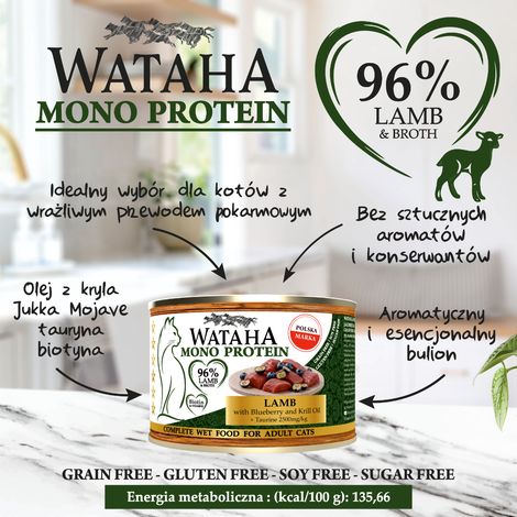 Wataha adulto CAT mono 96% agnello con mirtilli 200G (1/2)