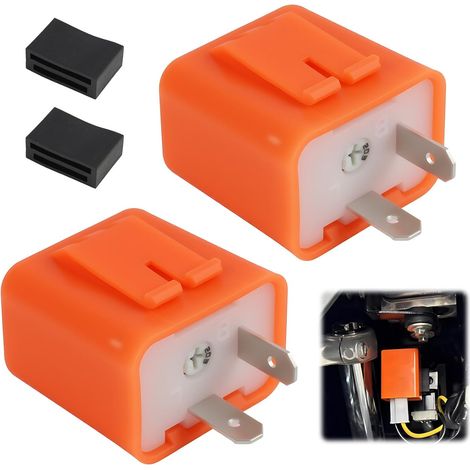 2 Pièces Relais de Clignotant LED Universel 12V 2 Broches, Centrale Cignotant Led Moto, Flasheur Indicateur Réglable en Vitesse pour Motos et Véhicules, avec Amélioration de la Sécurité (1/5)
