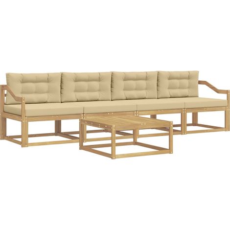 Outdoor Sofa Set with Cushion 4 pcs White and Beige vidaXL (1/5)