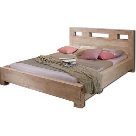 Bett Sheesham 140x200x90 grau geölt NATURE GREY 203