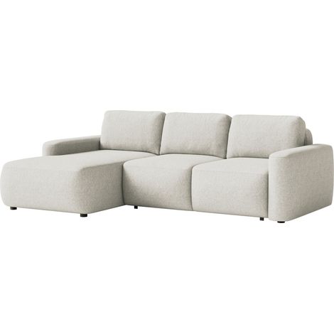 Selsey Carnos Mini – Ecksofa mit Schlaffunktion, Ottomane links, Chenille pflegeleicht, Creme (1/5)