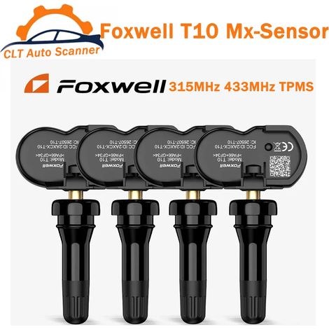 (1 pièce) Capteurs de pression des pneus Foxwell T10 MX-433 MHz 315 MHz pour véhicules, testeur de pression des pneus, clonable, programmable et activé, universel (1/5)