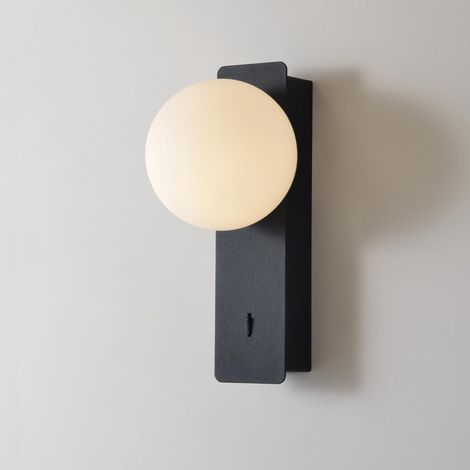 1 Applique Murale, Verre Opale, Base Métal Noir, Interrupteur Intégré, Ampoule G9, Pour Salon Chambre Couloir