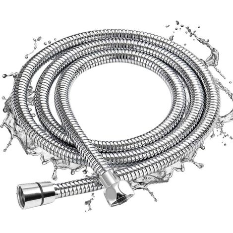Tuyau de Douche 2M, Chrome Flexible Tuyau de Douche Universel Extensible Tuyau en Acier Inoxydable Anti-Explosion, Anti-Torsion et Anti-Corrosion (1/5)