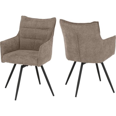 Lewis Carver Swivel Dining Chair (Pack of 2) - L63 x W53 x H87.5 cm - Fawn Fabric