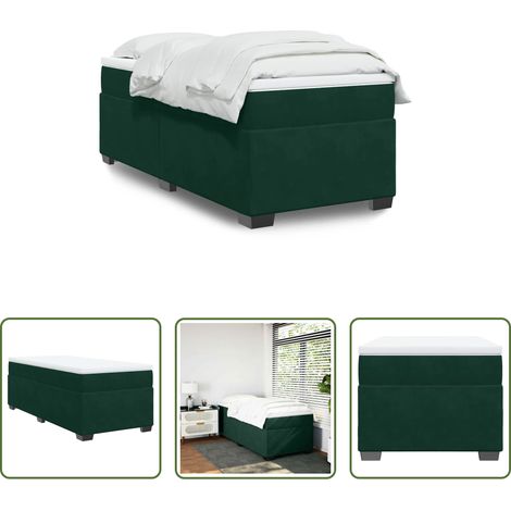 Matratze - Boxspringbett mit Matratze Dunkelgrün 80x200 cm Samt (1/5)