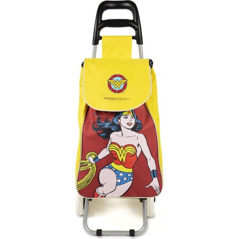 Excelsa Supereroi Carrello Porta Spesa, Capacità 38 L, Sacca Rimovibile, Idrorepellente, Wonder Woman (1/3)