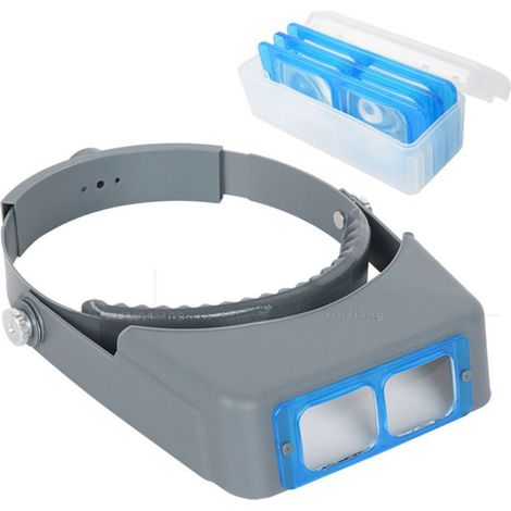 Loupe frontale professionnelle à double lentille - Loupe à bijoux - Visière de lecture - Loupe binoculaire en verre opitcal avec grossissement 1,5 x 2 x 2,5 x 3,5 x pour réparation, travaux manuels