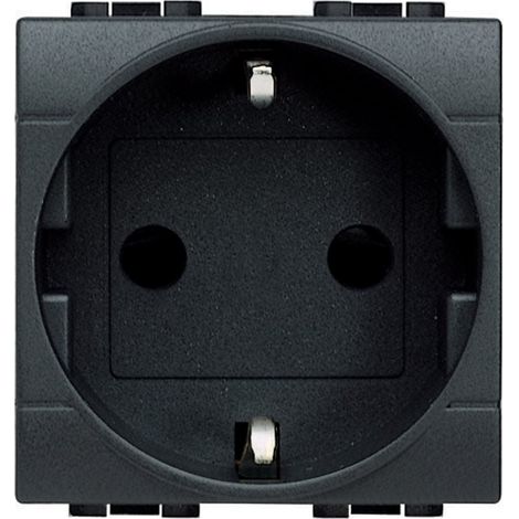 Prise 2P+T 2 Modules 16A 250V AC Branchement à Vis BTicino Living Light L4141 Anthracite