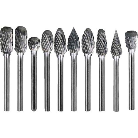 Jeu de limes rotatives en acier tungstène – 10 pièces – fraises pour meuleuse électrique, double grain 3mm x 6mm (1/5)