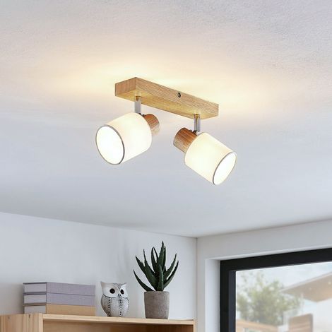 [GEBRAUCHT] B-Ware Lindby Wanessa Deckenstrahler 2 Fl. Holz Deckenlampe Lampe Strahler Leuchte E14