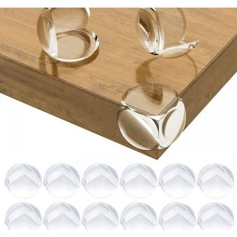 Table Corner Protectors for Baby, Corner Protectors for Child Safety Furniture for Desk, Cradle, Fireplace, Table, Corners & Edges Soft + Safe Round Pack of 12 Transparent (1/4)