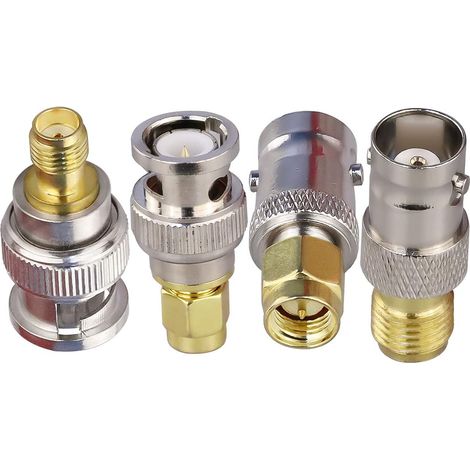 Lot de 4 adaptateurs coaxiaux SMA mâle/femelle vers BNC mâle/femelle pour SDR, radio AMM, scanner, talkie-walkie (1/5)