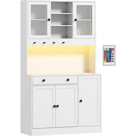 Buffet haut à LED multi-rangement WYOM noir et blanc