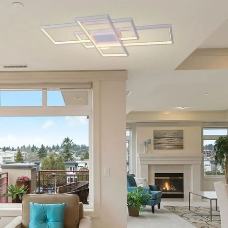 Lustre LED avec Telecommande 84W Lumiere Gradable Blanc (1/5)