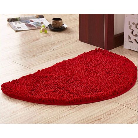 Demi-Cercle Tapis Salle Bain, Doux Absorbant Chenille Tapis De Baignoire Duveteux Antidérapante Tapis Tapis De Bain Demi-Lune pour Baignoire Lavable en Machine -Gros rouge-60 x 90-Fei Yu (1/4)