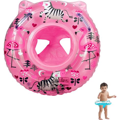 Bouée gonflable pour bébé avec imprimé forêt, siège confortable et stable avec poignée plus épaisse. (1/5)