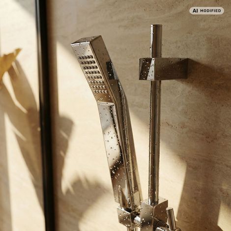 PaulGurkes Duschstangenset eckig rund Duschstange Handbrause Schlauch Aufputzdusche (1/5)
