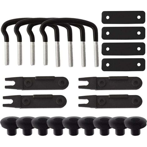 Universelles Edelstahl-Dachbox-Montageset, 4-teilig, mit 8 Sicherungsmuttern und 2 Gurten (1/4)